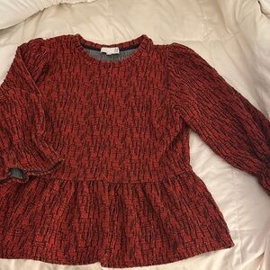 Ro & De Red and Black Textured Top